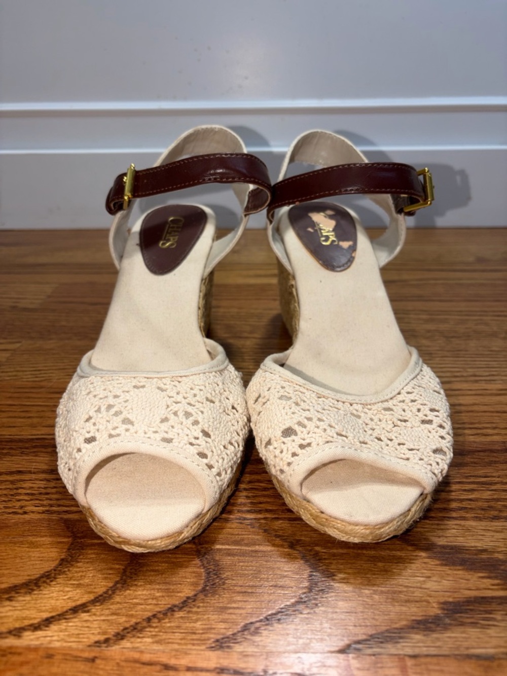 Chaps Damara Slingback Crochet Espadrille Wedge Sandals Shoes, sz 11B - Picture 5 of 9